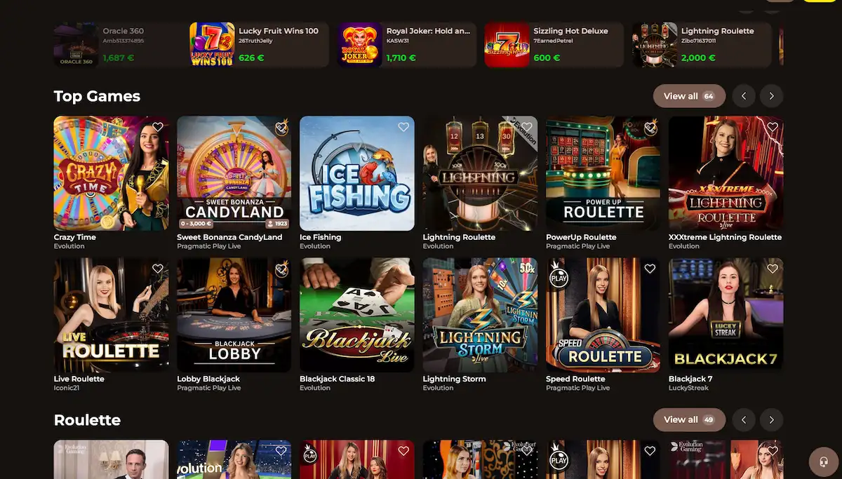 Live-Casino-Tisch bei Roulettino mit echtem Dealer und Kamera-Übertragung
