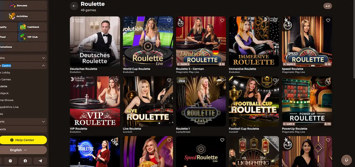 Roulette-Tisch im Live-Casino von Roulettino mit European-Roulette-Rad